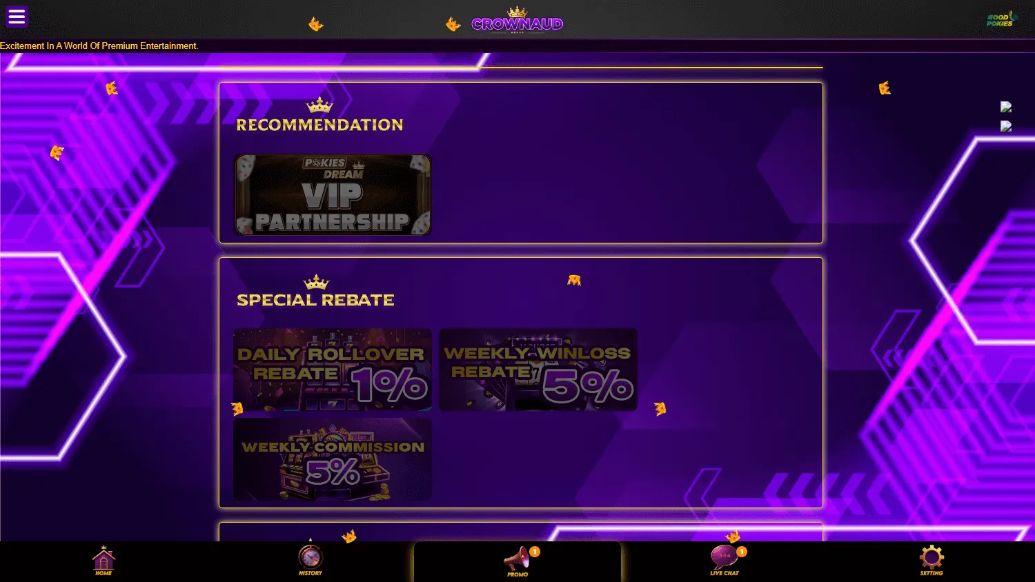 Crownaud Casino promotion experience on desktop